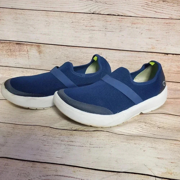 OOFOS Womens US 11 EU 42 OOMG Navy/White Mesh Low Recovery Slip-On Shoes - Picture 1 of 13